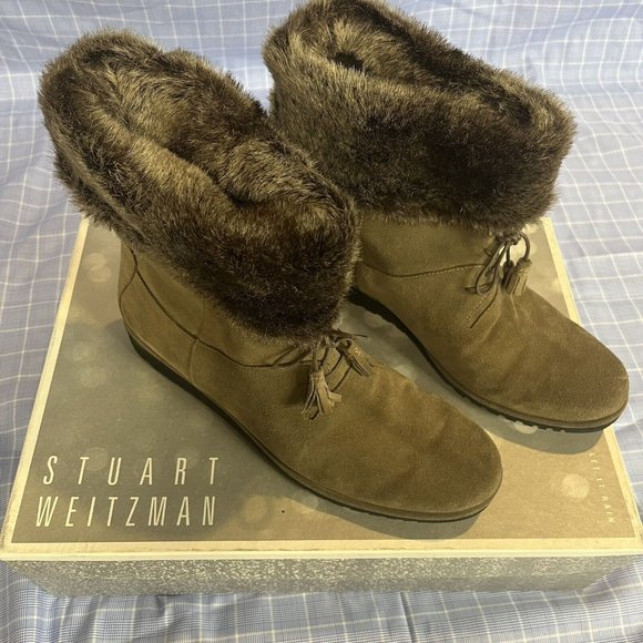 Stuart Weitzman Shoes - Stuart Weitzman Sockette Boots - Neutral Sport Suede 11.5